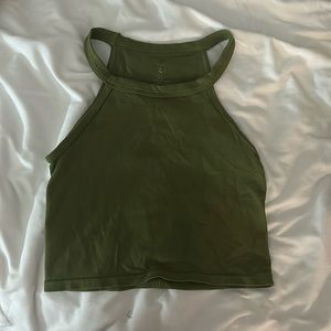 Green cropped tank top